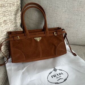 Prada Brown Suede Satchel Bag